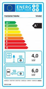 Energielabel für wasserführenden Kaminofen