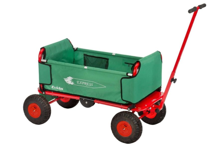 Eckla Holzbollerwagen Ecklatruck mit luftbereiften Rädern, rot-grün