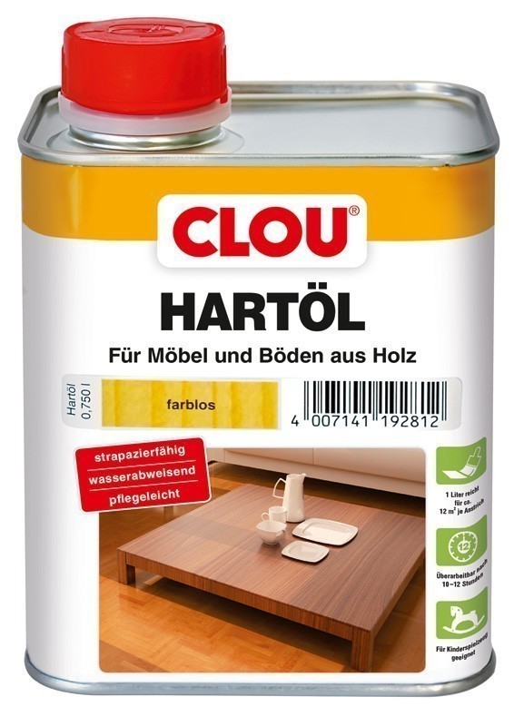 Holzöl CLOU Hartöl für Möbel und Böden aus Holz farblos 750 ml