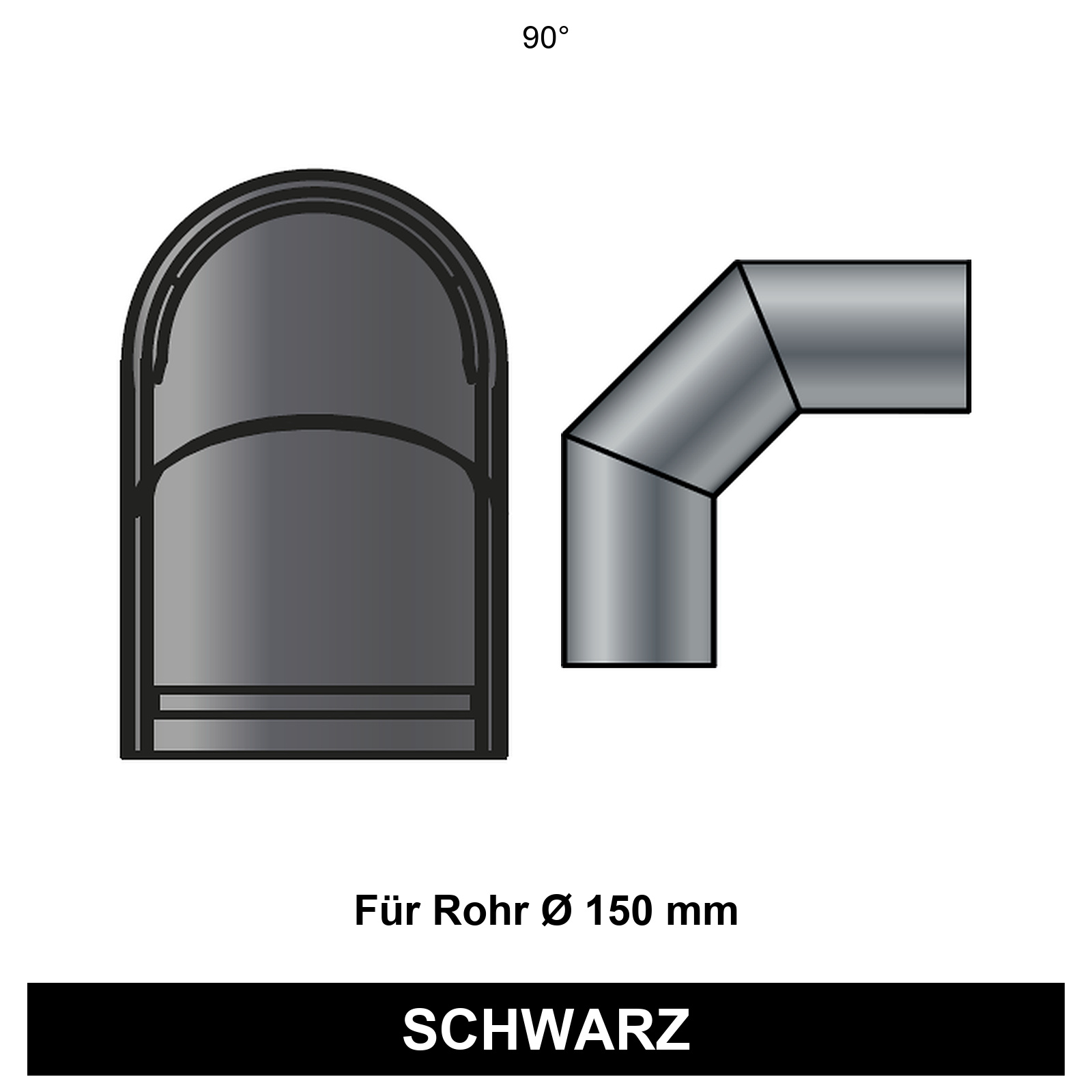 ediFire Doppel-Hitzeschutz 90°-Bogen Ø 150 mm, schwarz