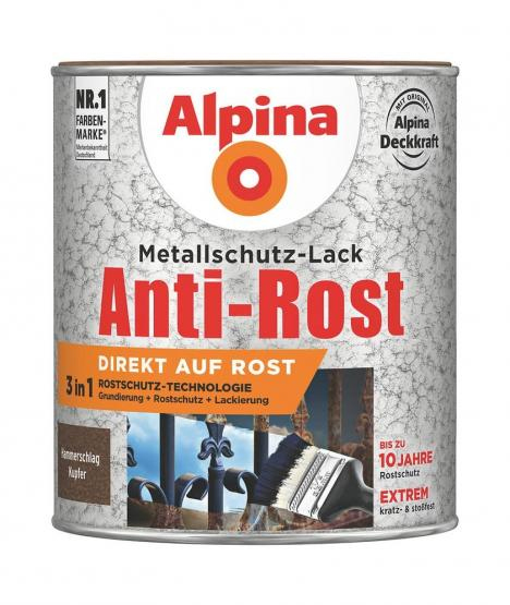Alpina Metallschutz-Lack Anti-Rost Hammerschlag Kupfer RAL8003 750ml