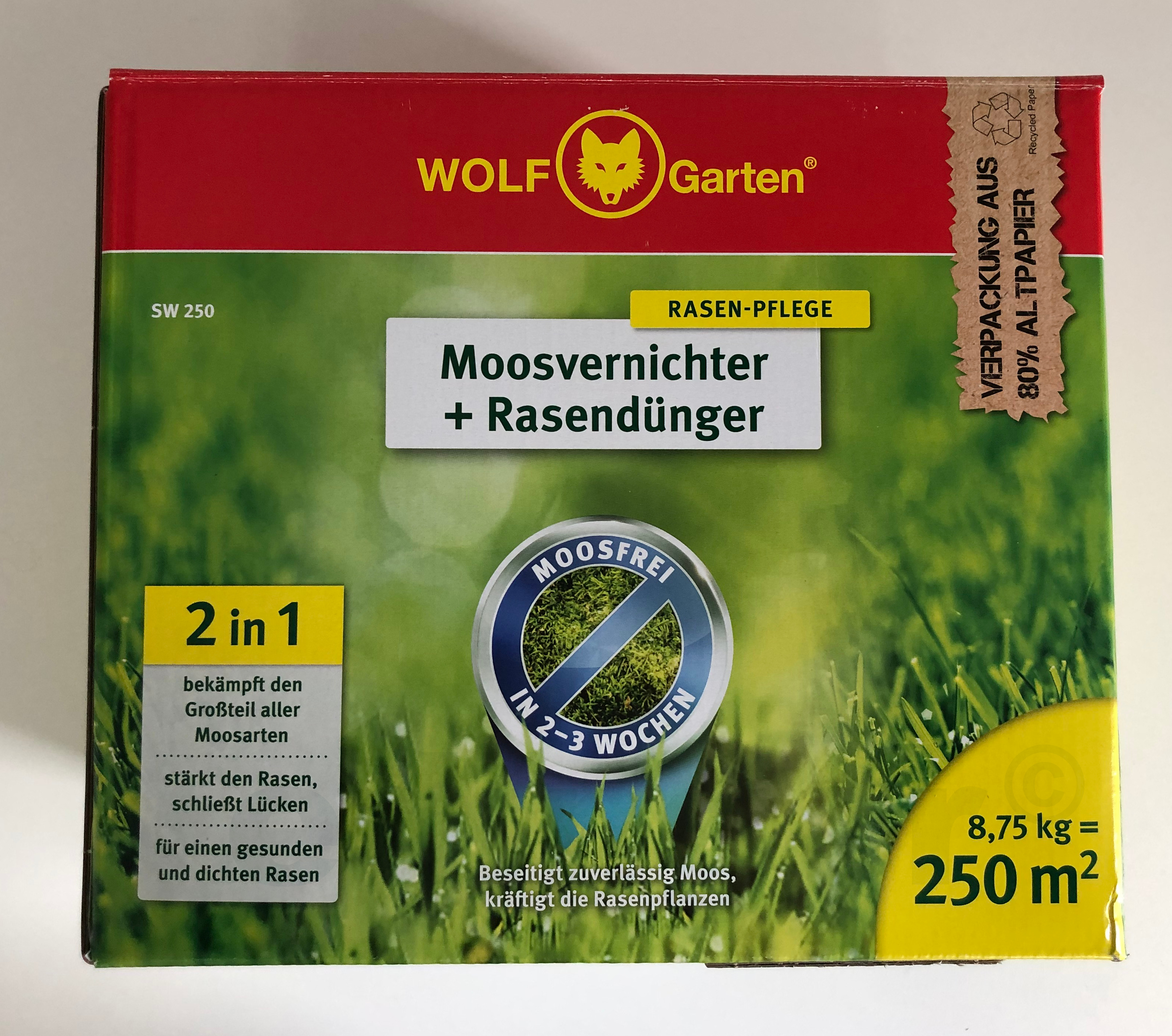 Wolf Garten 2 in 1 Moosvernichter + Rasendünger SW250 für 250m²