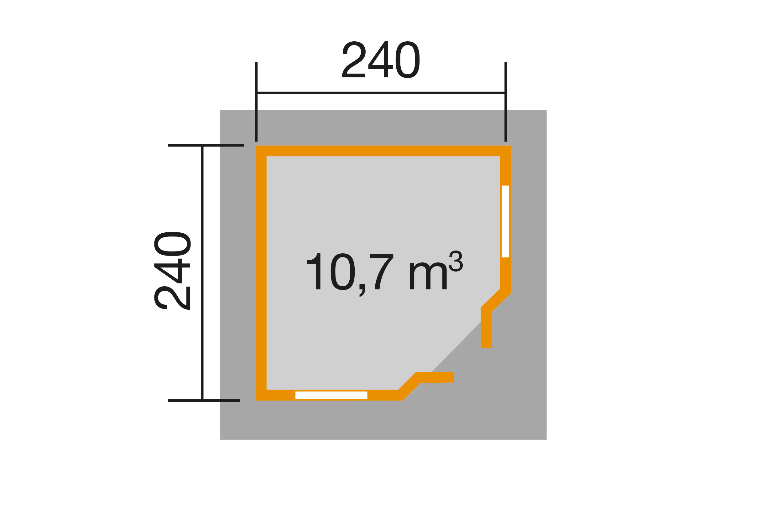 5-Eck Gartenhaus 408, hellgrau/weiss, 40 mm, DT, 2