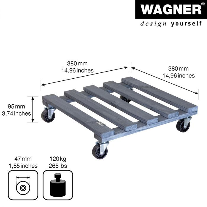 Multiroller Pflanzenroller anthrazit 380x380 mm für 120 kg