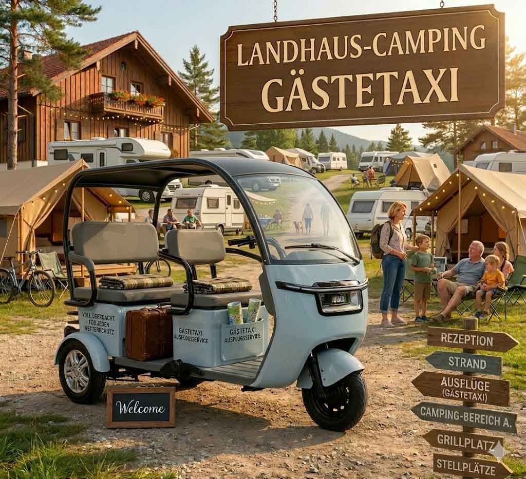 Volta vm5 PREMIUM TUK TUK Lastendreirad Gästetaxi mit Dach