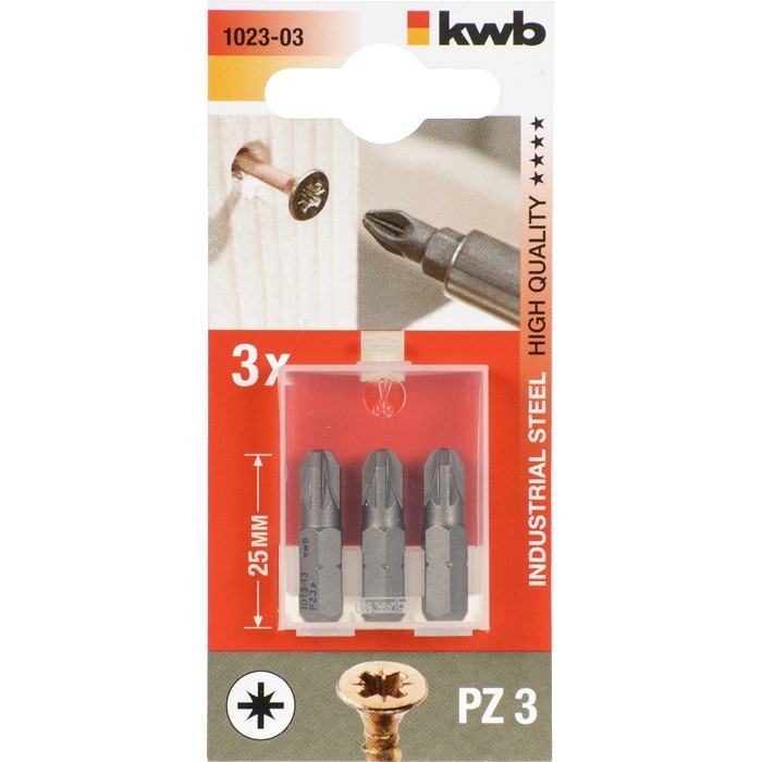 kwb Schrauber-Bits Pozidriv PZ 3, 3 Stück