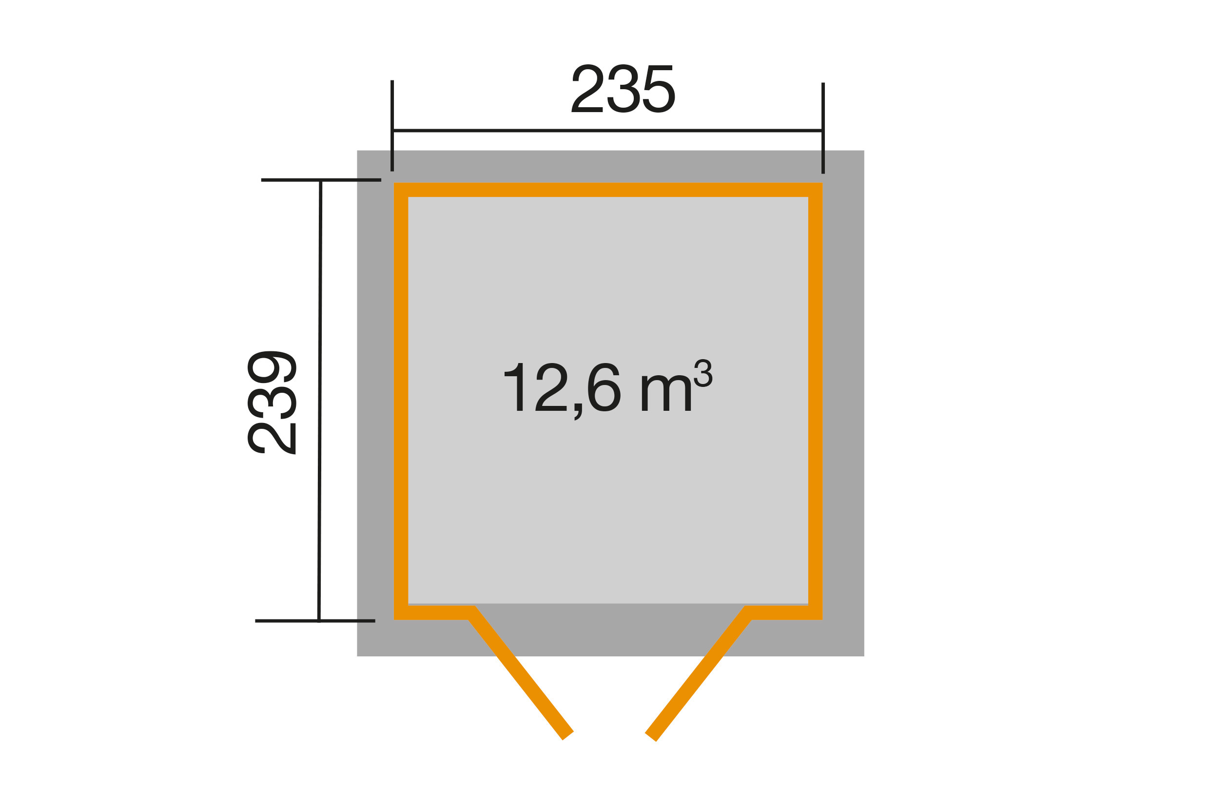weka Gartenhaus 265 Gr. 3, 21 mm, grau, DT/4 Oberl