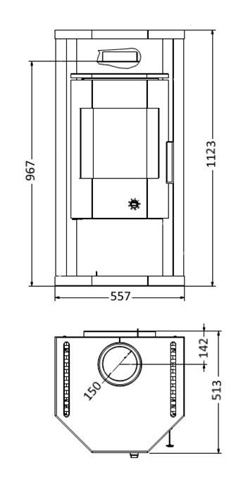 Kaminofen Wamsler Thyra gussgrau Naturstein 6kW Typ 10849