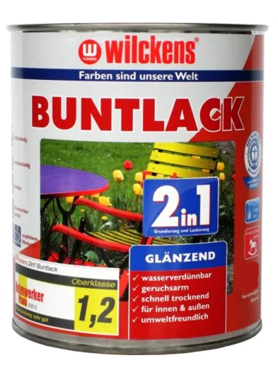 Wilckens® Buntlack 2in1 silbergrau glänzend 375ml