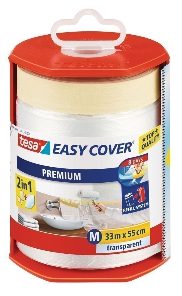 tesa® Easy Cover Premium Abdeckfolie 33 m x 55 cm (inkl. Abroller)