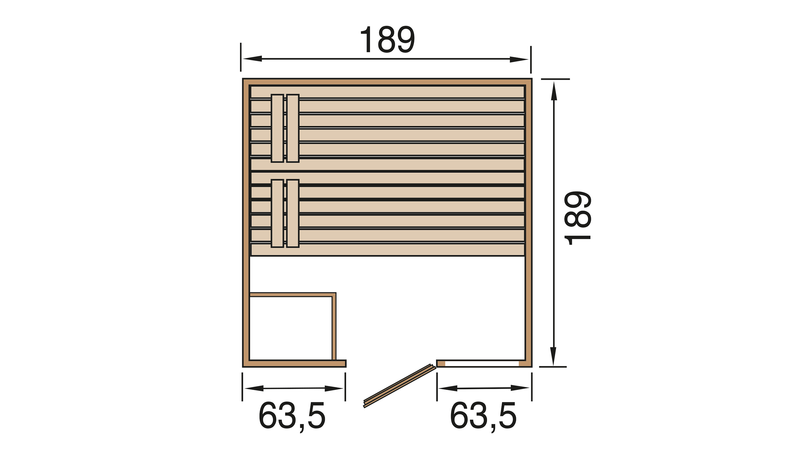 Weka Massivholzsauna VALIDA 3 Glastür mit Fenster