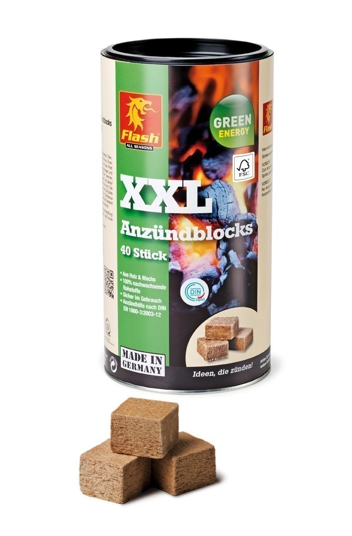 Grillanzünder / Kamin Anzünder Flash Holz & Wachs XXL 40er Dose