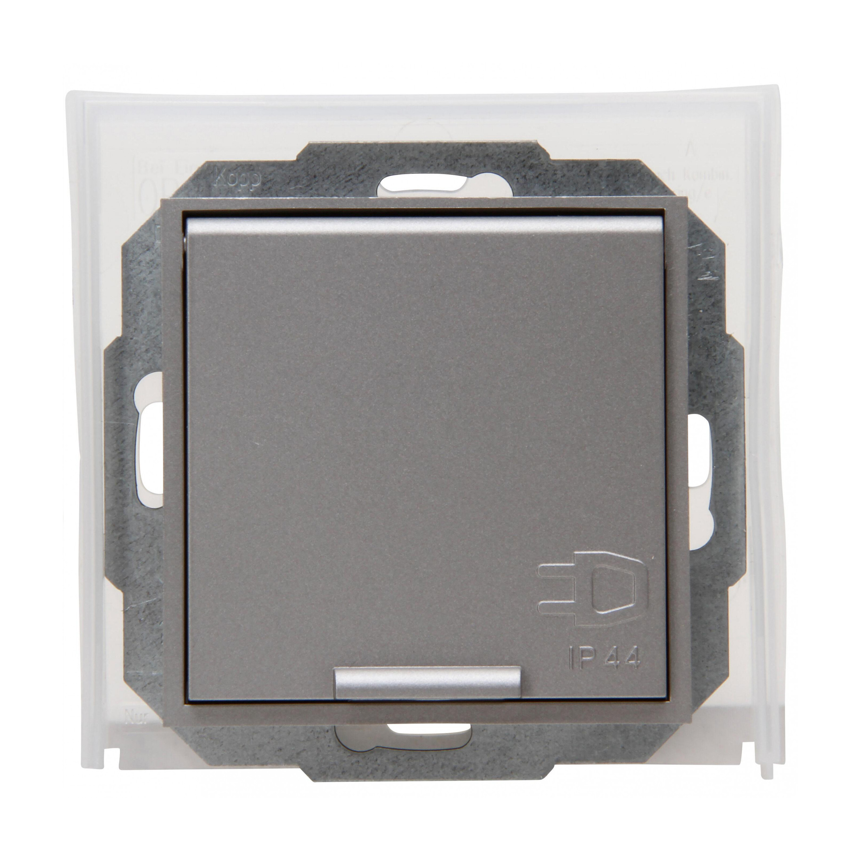 ATHENIS – Schutzkontakt-Steckdose mit Klappdeckel stahl