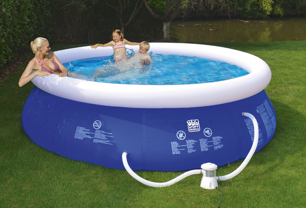 Schwimmbecken Happy People Quick Up Pool Set mit Filterpumpe Ø300x76cm