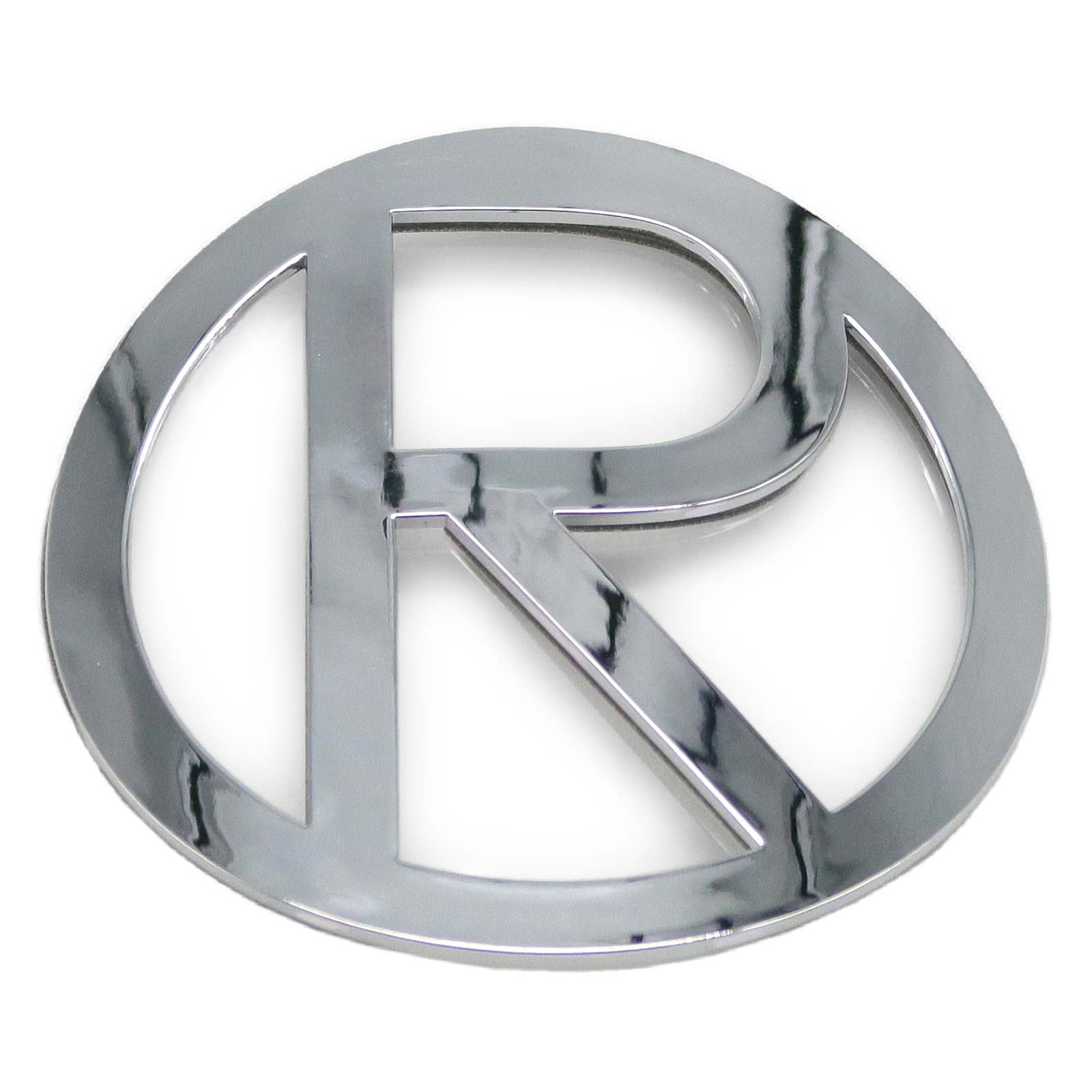 Rolektro Aufkleber, Rolektro Logo, R, rund, 70mm, Metalloptik, vorne