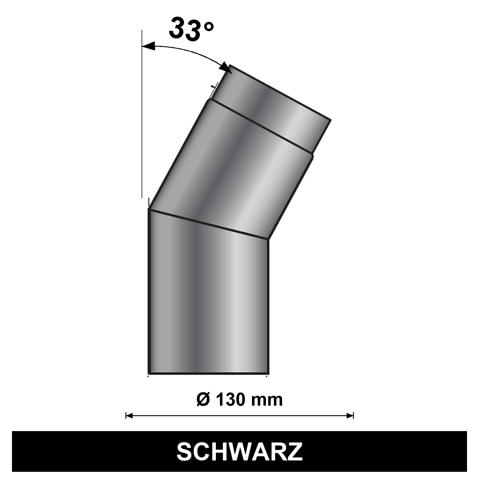 ediFire Bogen 33° Ø 130 mm, schwarz