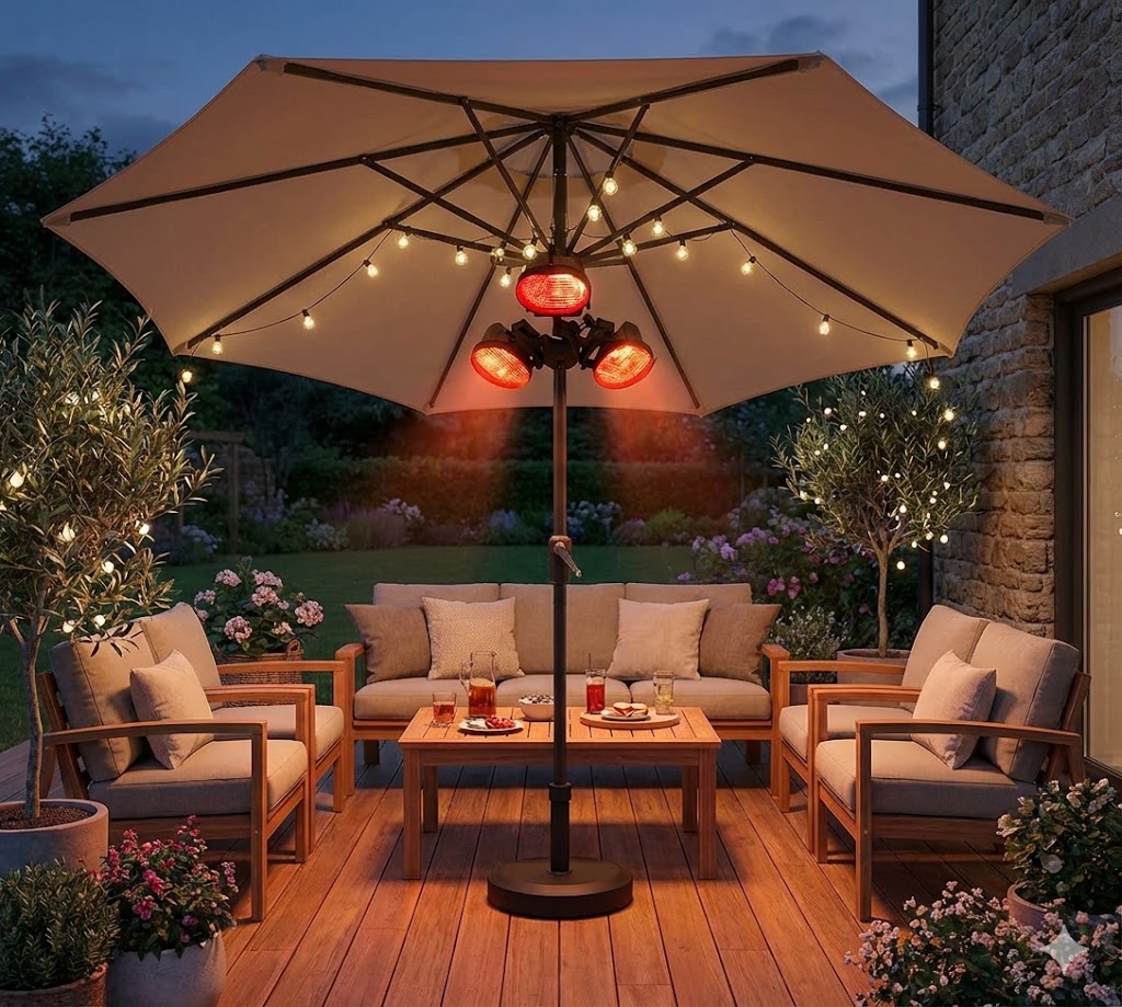 Terrassenstrahler für Sonnenschirme (3 Lampen) – Modell 30-TEV3L