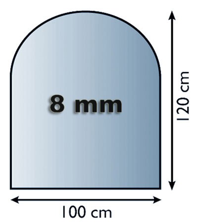 Funkenschutzplatte Glas 8mm Lienbacher Rundbogen 1000x1200mm
