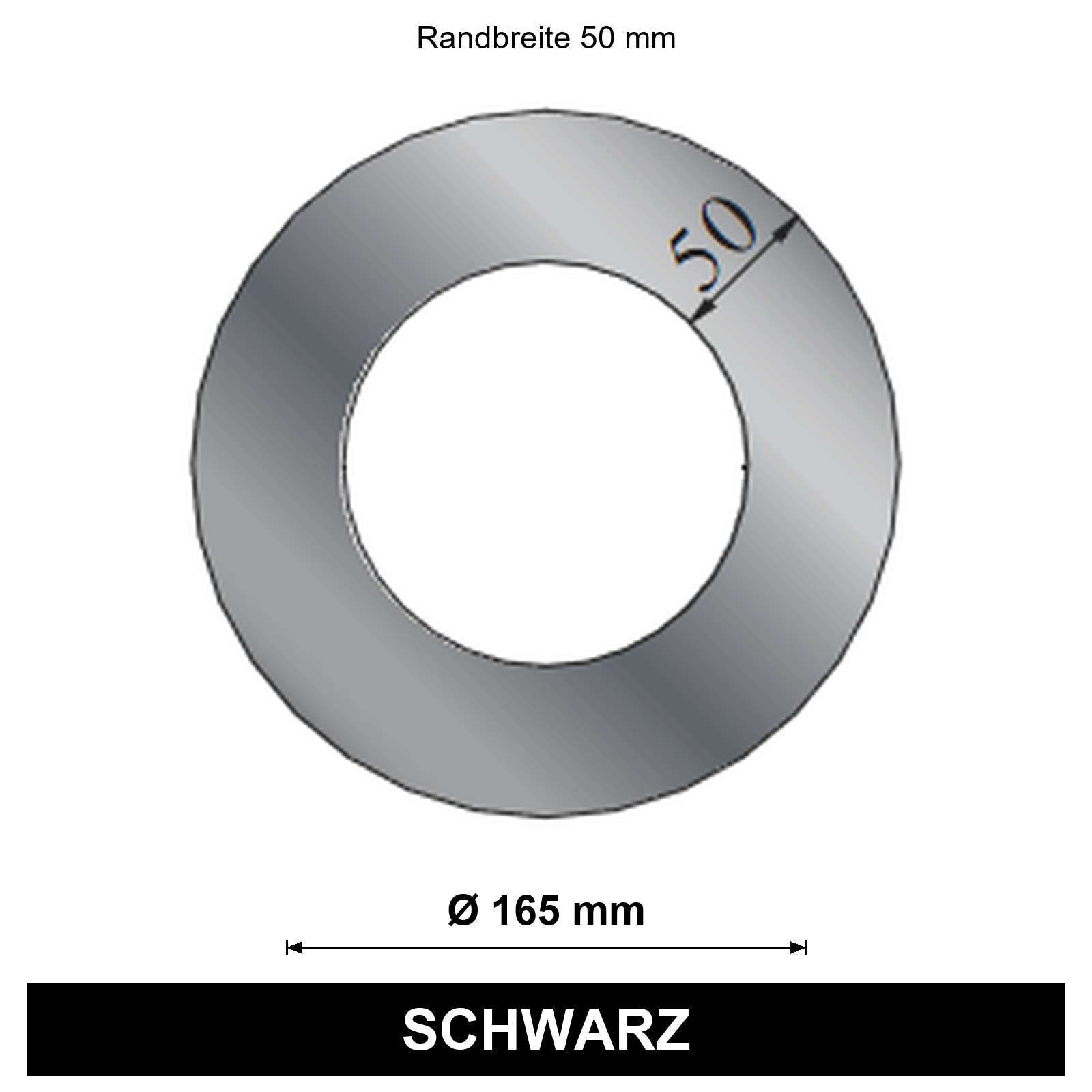 ediFire Rosette Ø 165 mm, Rand 50 mm, schwarz