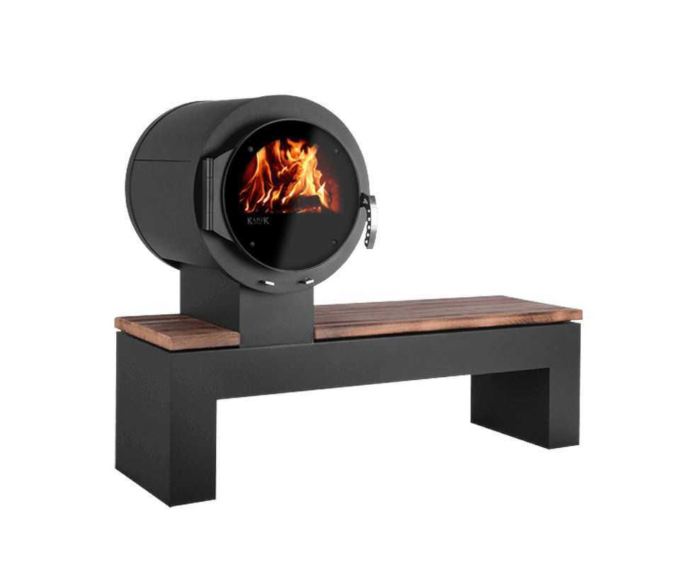 KANUK® DESIGN Kaminofen BANK Flamme gestrahlt 8kW