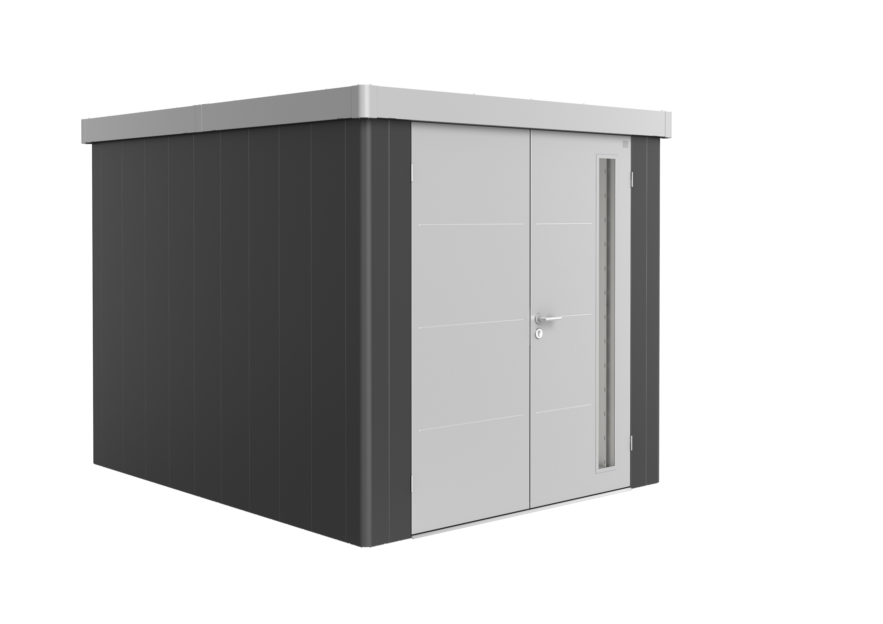Biohort Gerätehaus Neo 3B Variante 3.1 Doppeltür dunkelgrau silber