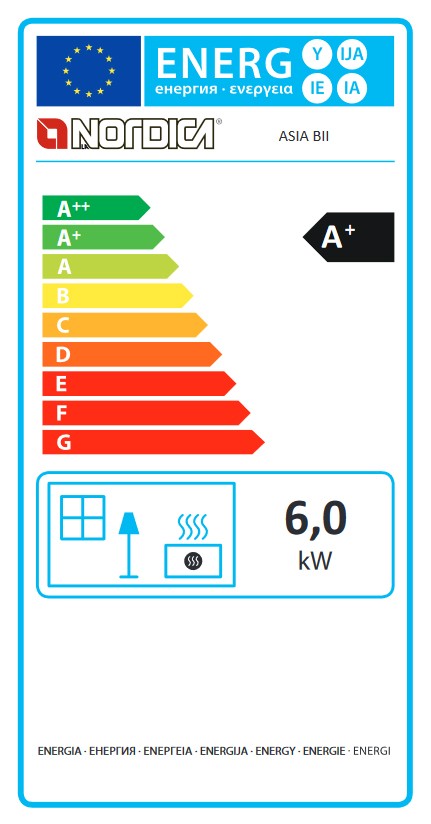 Kaminofen La Nordica Asia raumluftunabhängig Vulkanstein 6 kW