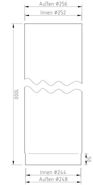 Ofenrohr / Rauchrohr Hark Stahl blank Ø250mm Länge 1000 mm