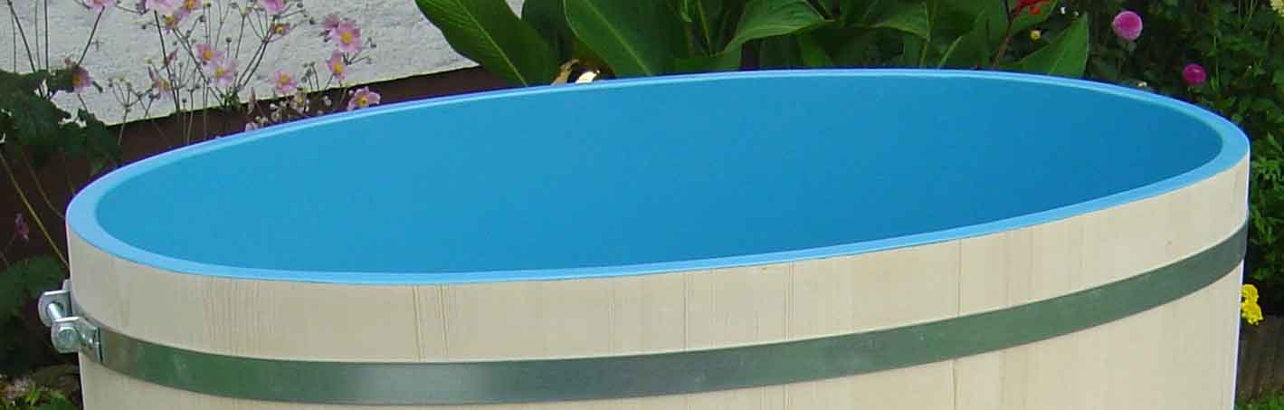 Tauchbecken Achleitner 420L Lärche geflammt, blau beschichtet