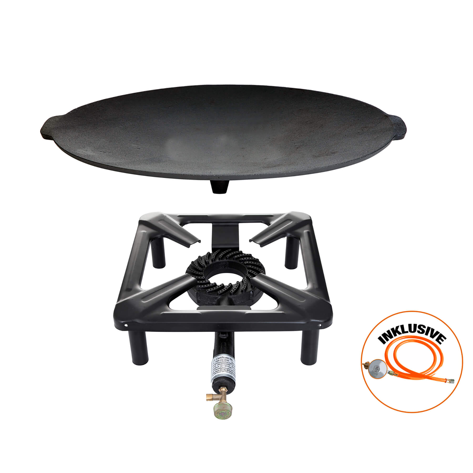 Paella World® Hockerkocher Set mit Gusseisengrillschale Ø45cm