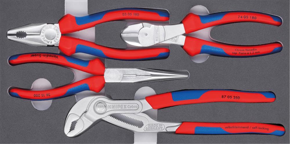 Zangen-Set Basic Chrom 4tlg.Schaumeinlage Knipex