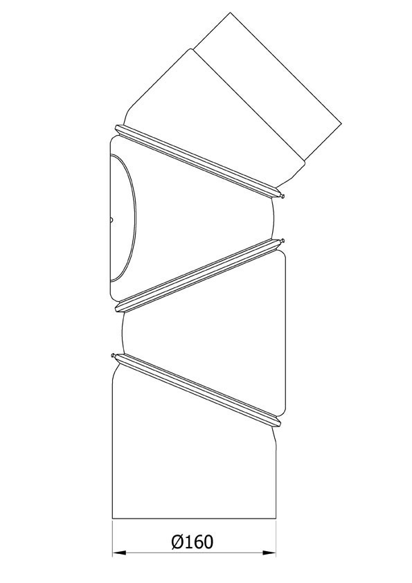 Ofenrohr Bogenknie 4tlg verstellbar 0-90° Ø160mm Stahl schwarz mit Tür