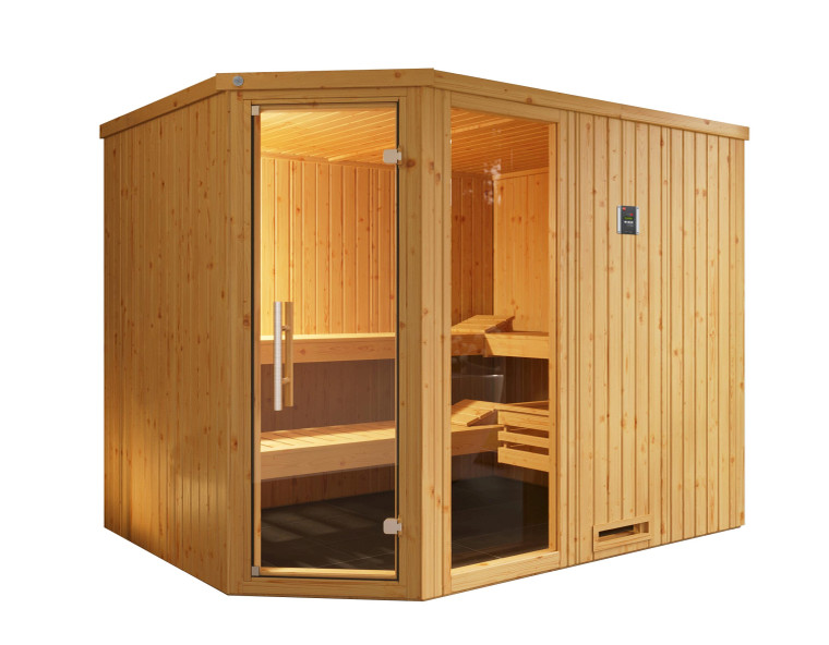 Weka Sauna Varberg 7,5 kW BioS Gr. 4 Glastür mit Fenster graphit Optik