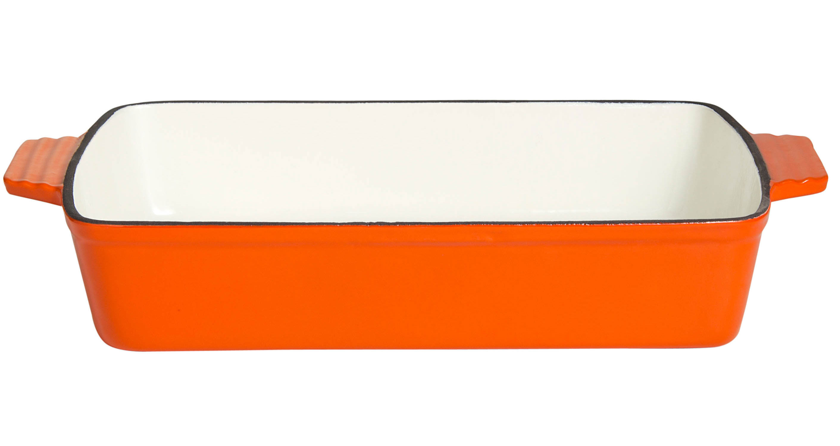 All'Grill® Gussschale mit 2 Griffen 14x9x4cm orange weiß emailliert