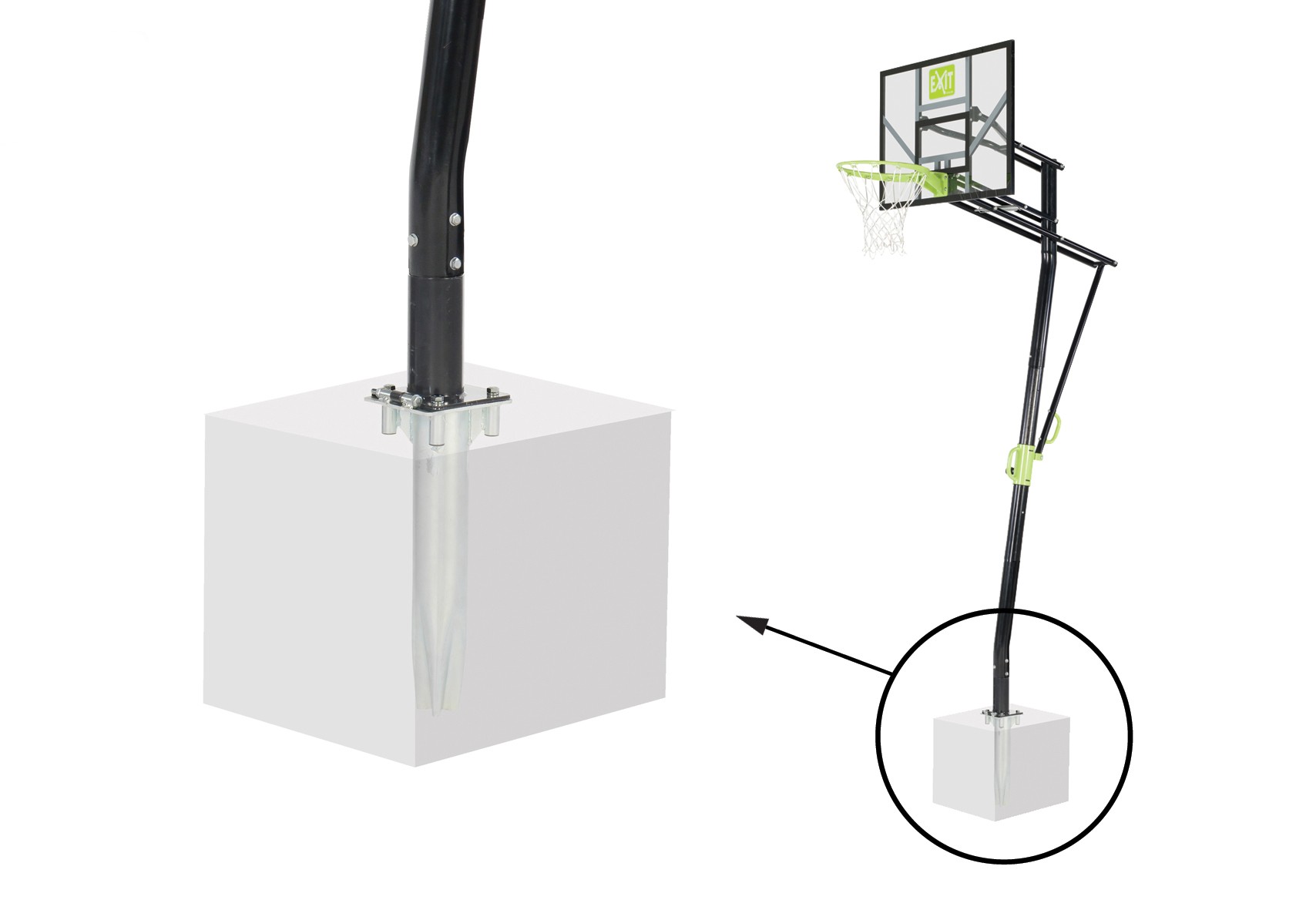 Basketballkorb mit Ständer und Bodenanker EXIT 230-305cm Basketballkorb mit Ständer und Bodenanker EXIT 230-305cm