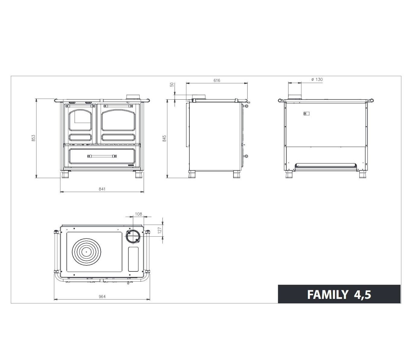 La Nordica Küchenherd Holzherd Family 4,5kW cappuccino