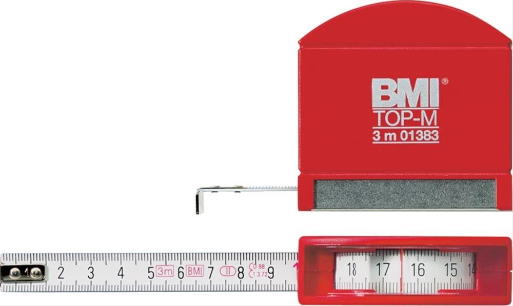 Taschenbandm. m. Metallf. 3mx13mm weiss BMI