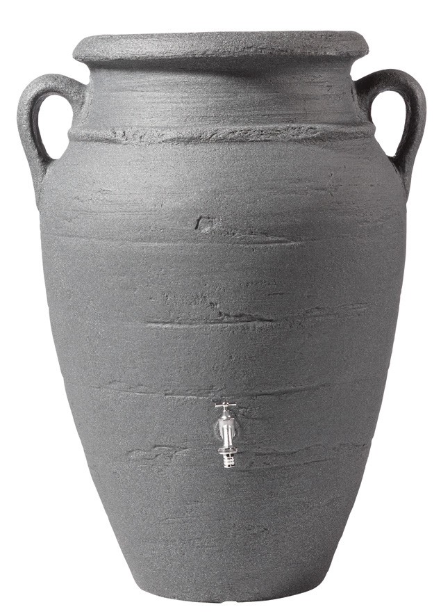 GRAF Regentonne Antik Amphore 360L darkgranite mit Pflanzschale