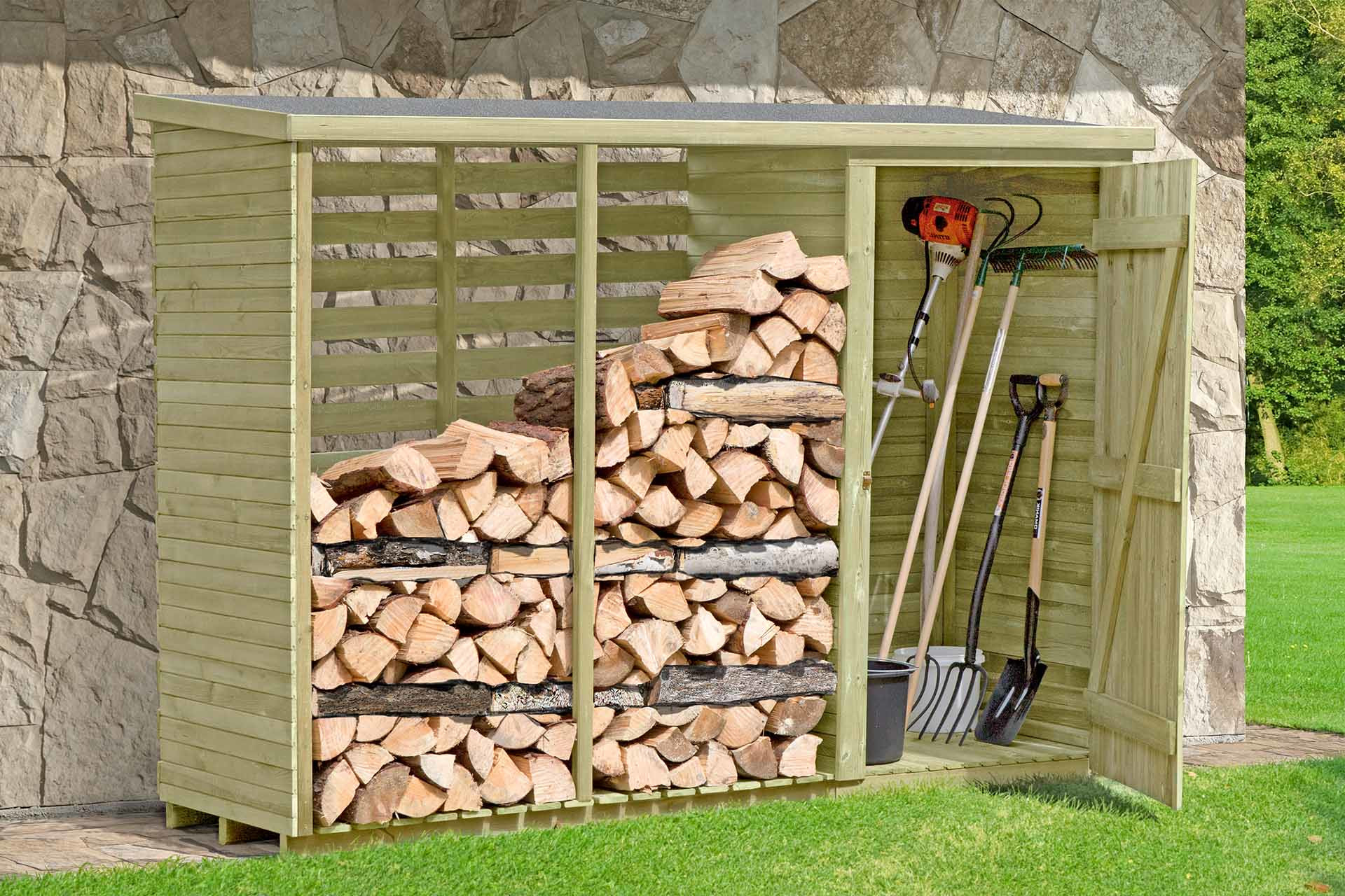 ediGarden Holz Kaminholzregal Waro 280x95x195cm