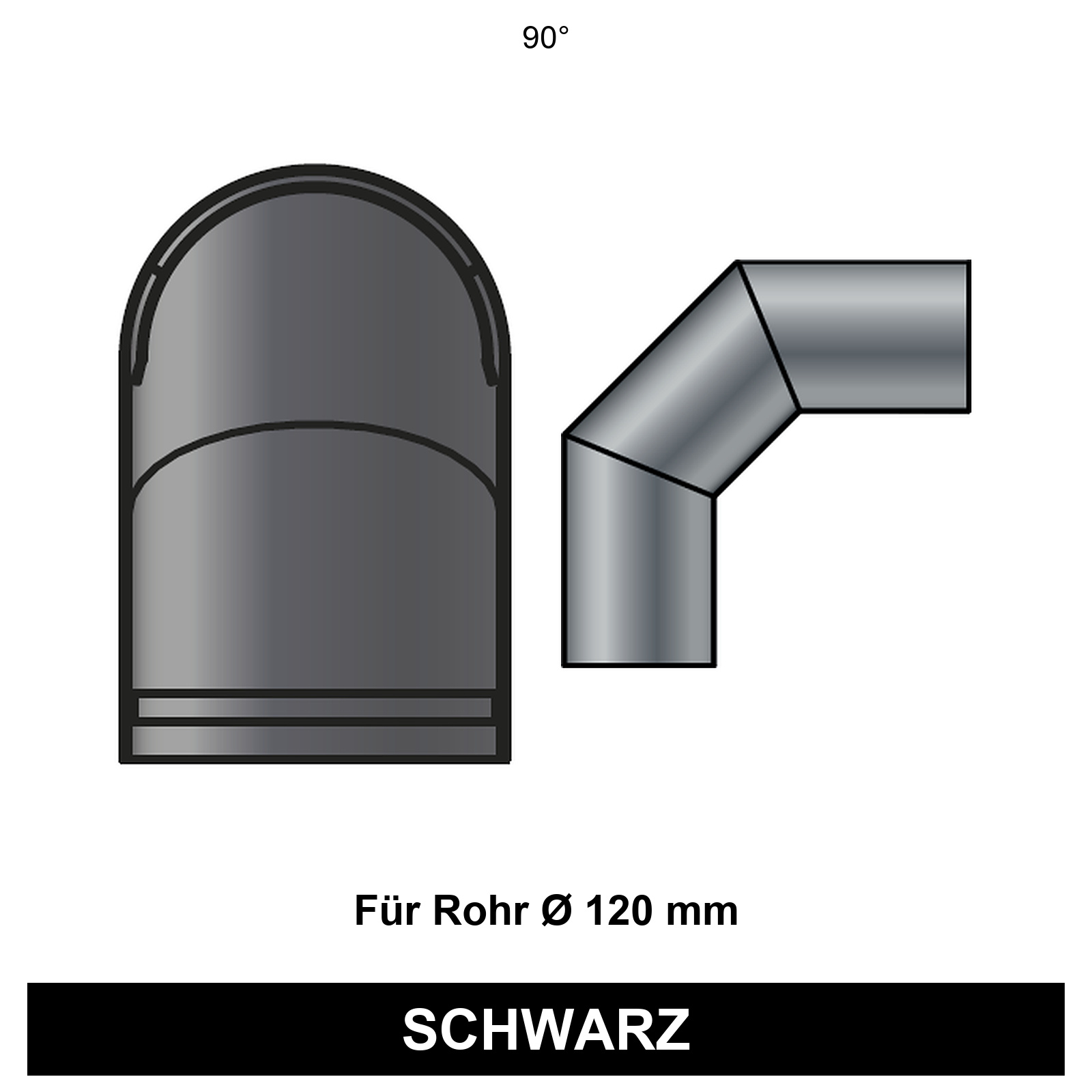 ediFire Hitzeschutz 90°-Bogen Ø 120 mm, schwarz