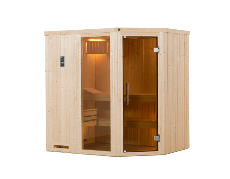 Weka Sauna Varberg 7,5 kW BioS Gr.1 Glastür mit Fenster graphit Optik
