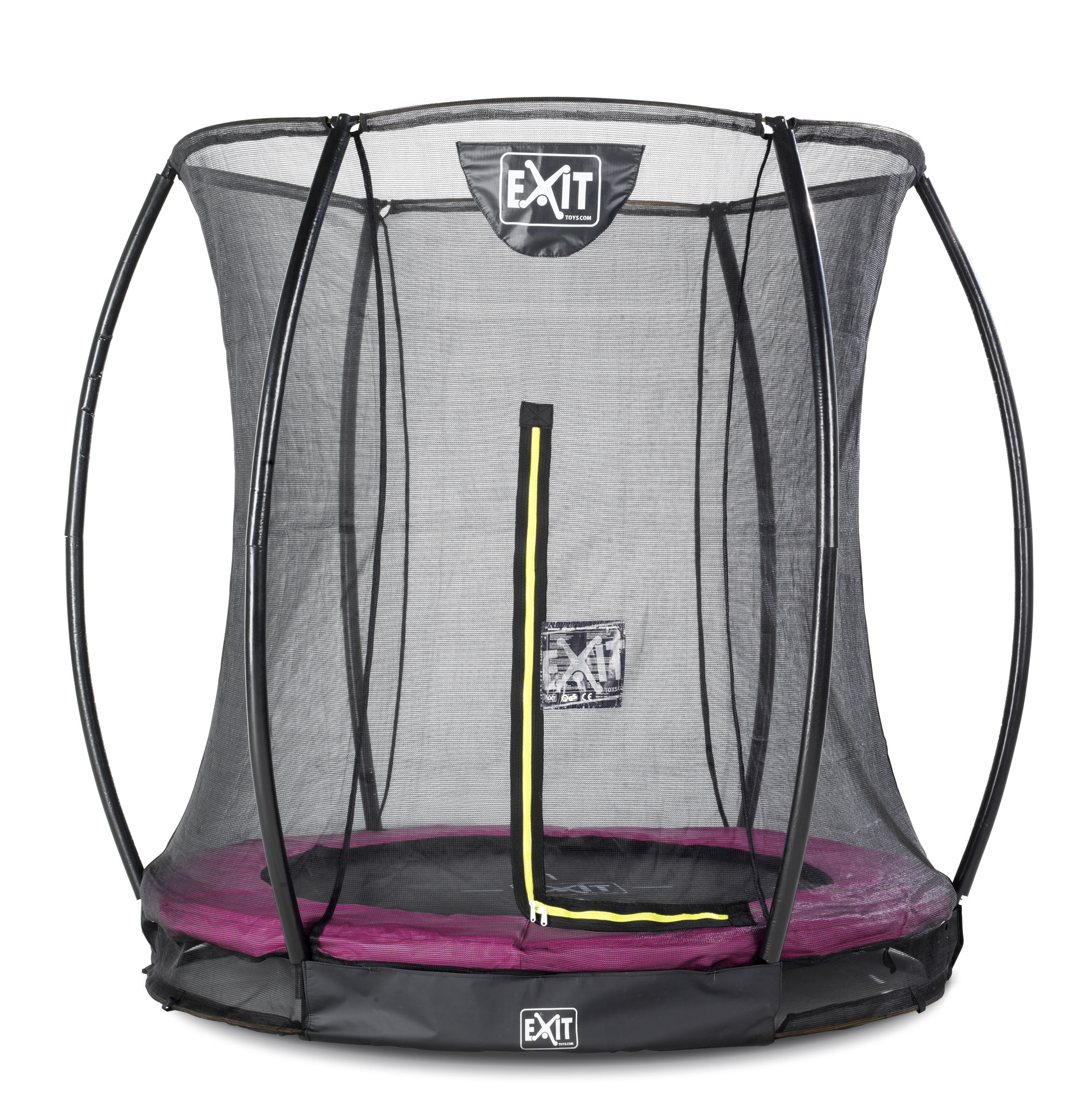 Trampolin EXIT Silhouette Ground mit Sicherheitsnetz Ø183cm pink