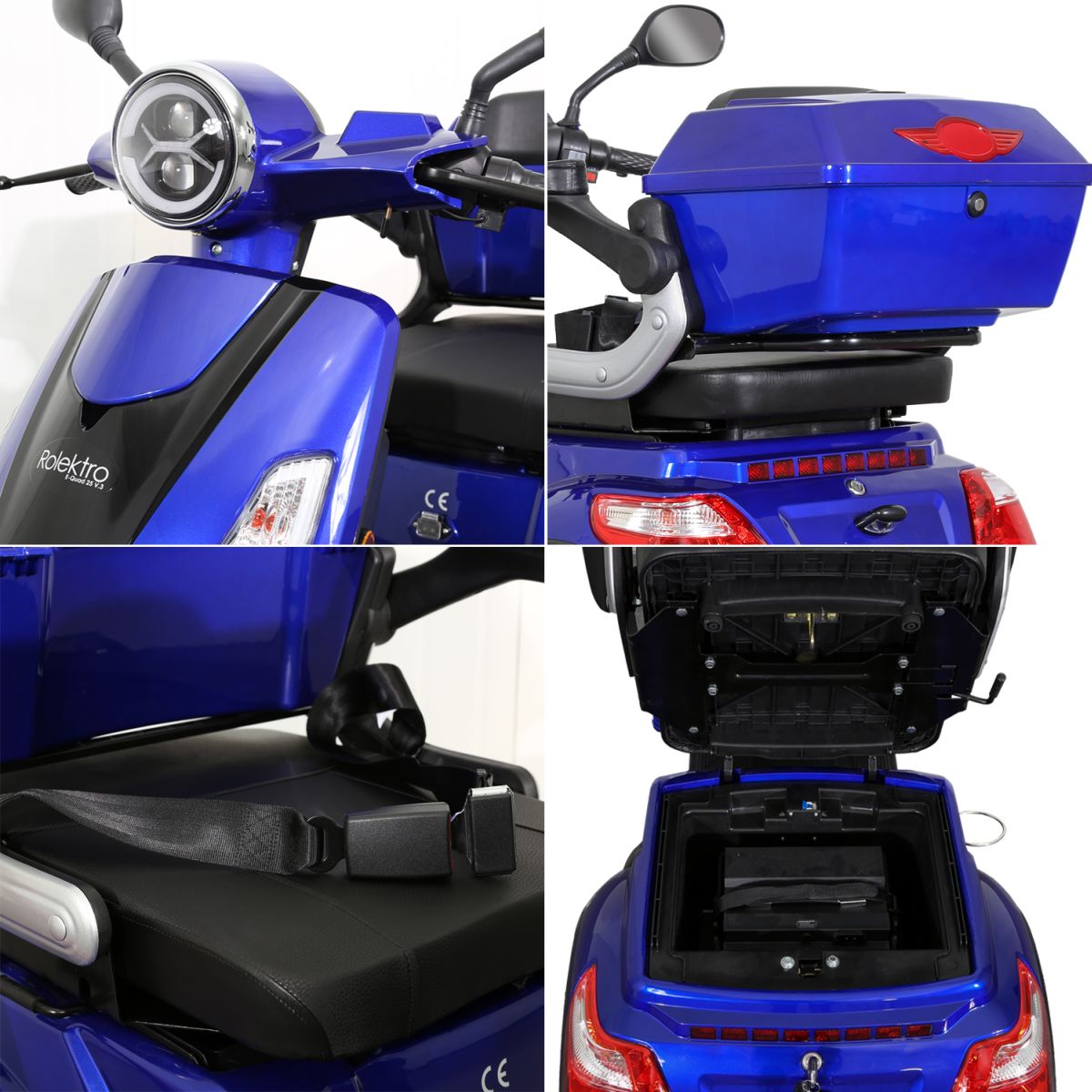 Seniorenmobil Elektromobil Elektroroller Rolektro Quad 25BG blau