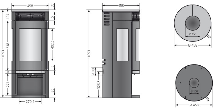 Kaminofen Oranier Rota Tre 2.0 raumluftunabh. Keramik Grappa 5,5kW