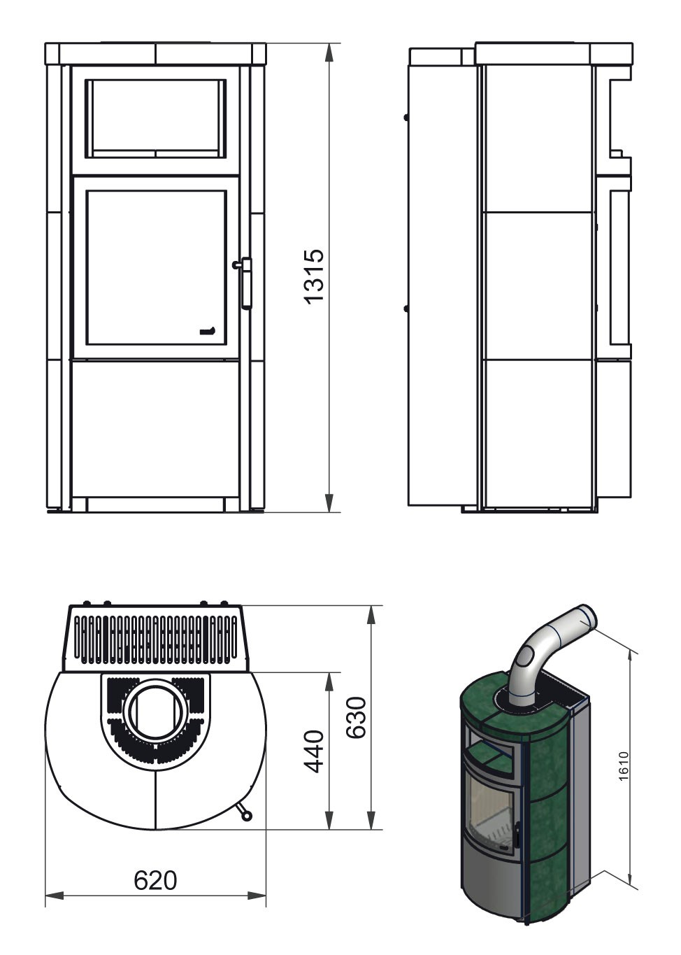 Kaminofen Dauerbrandofen Hark Vito WW ECOplus GT creme-weiss 14,2kW