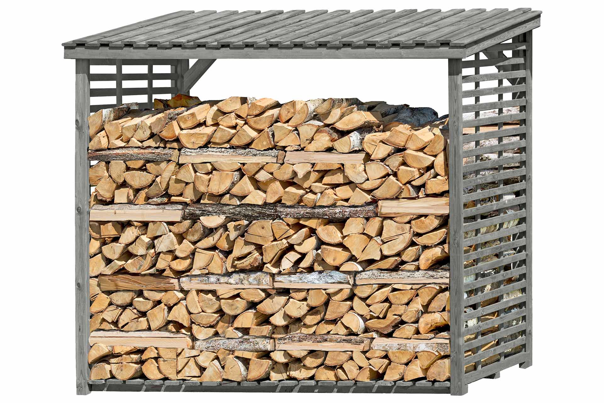 ediGarden Holz Kaminholzregal Flammo XL ohne Rückwand grau