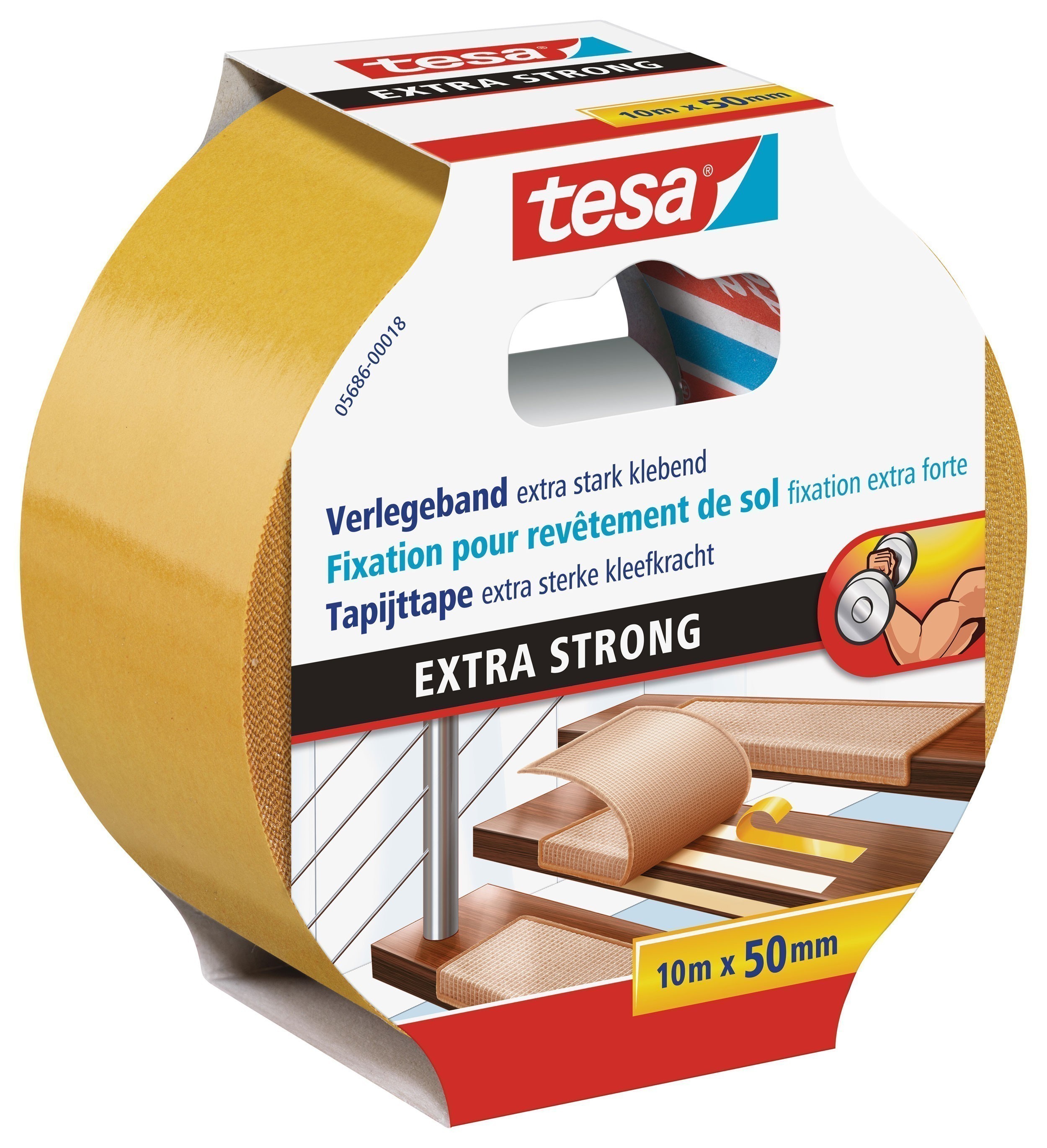 tesa Verlegeband EXTRA STRONG doppelseitiges Klebeband 10m:50mm