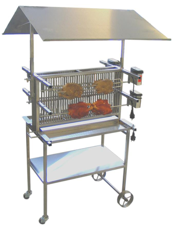 Schneider Vertikalgrill / Hähnchengrill mit Dach Edelstahl 4-fach 70cm