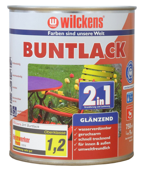 Wilckens® Buntlack 2in1 cremeweiß glänzend 750ml