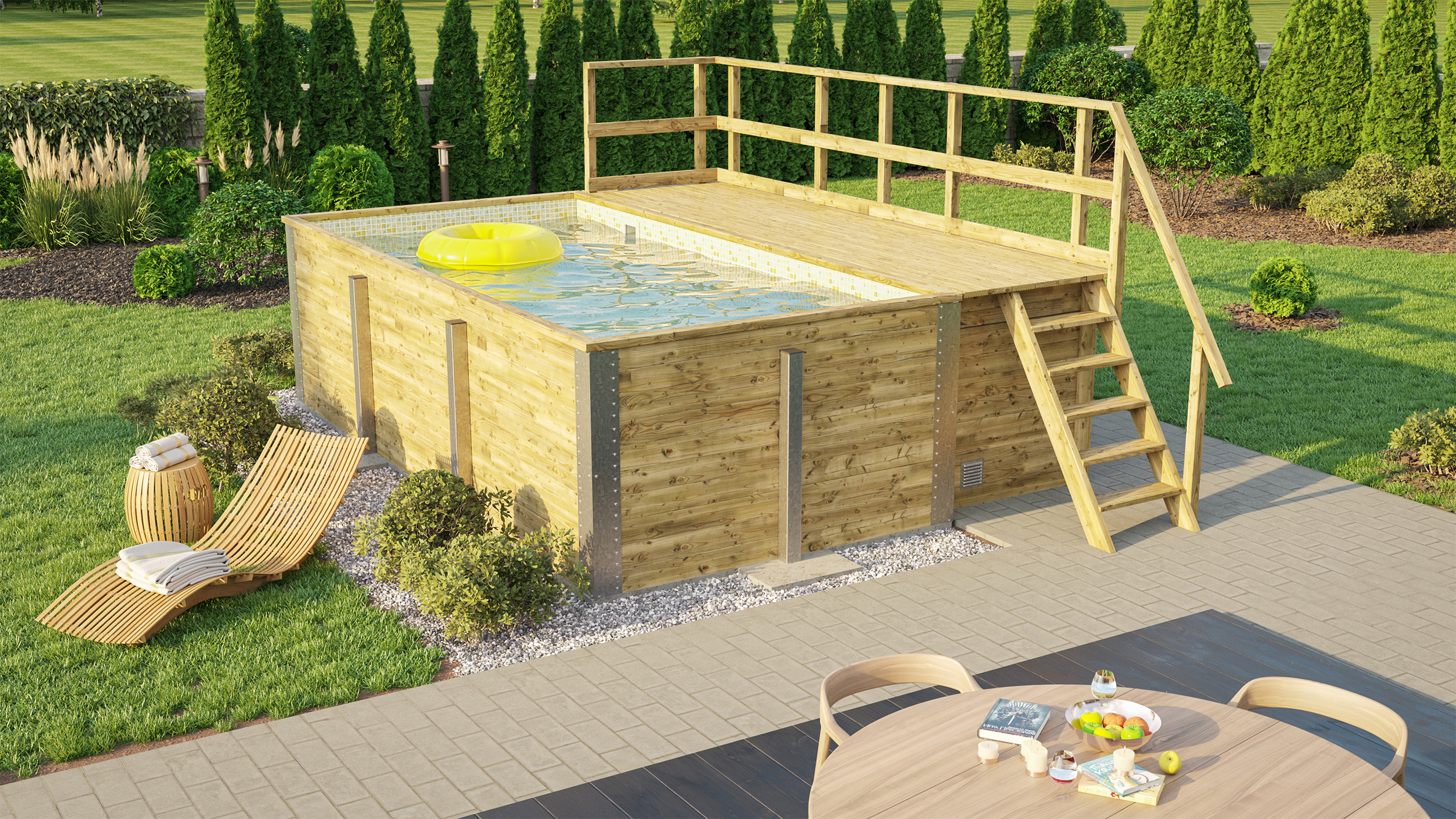 weka Massivholzpool 595 Gr. 1, Folie Sand / Mosaik