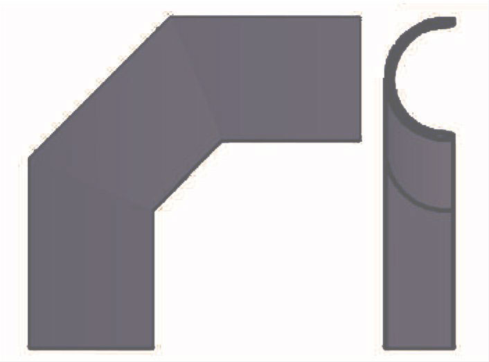 Hitzeschutz Rohrblende Winkel 90° Stahlblech grau Ø150mm seitlich